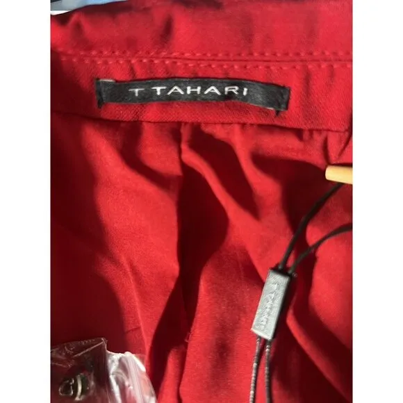Tahari Red Crimson Jacket Blazer Open Front Office Work Business Sz 4