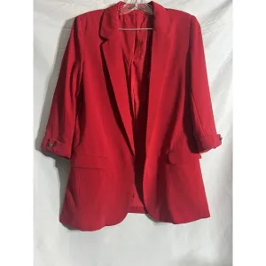 Tahari Red Crimson Jacket Blazer Open Front Office Work Business Sz 4