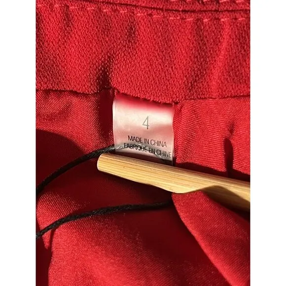 Tahari Red Crimson Jacket Blazer Open Front Office Work Business Sz 4