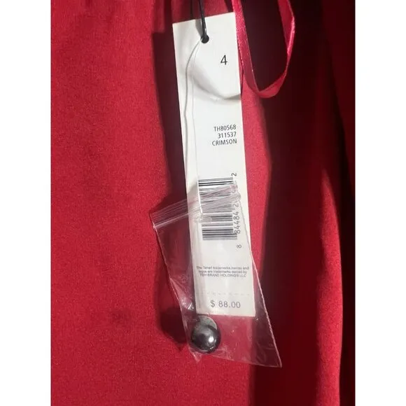 Tahari Red Crimson Jacket Blazer Open Front Office Work Business Sz 4