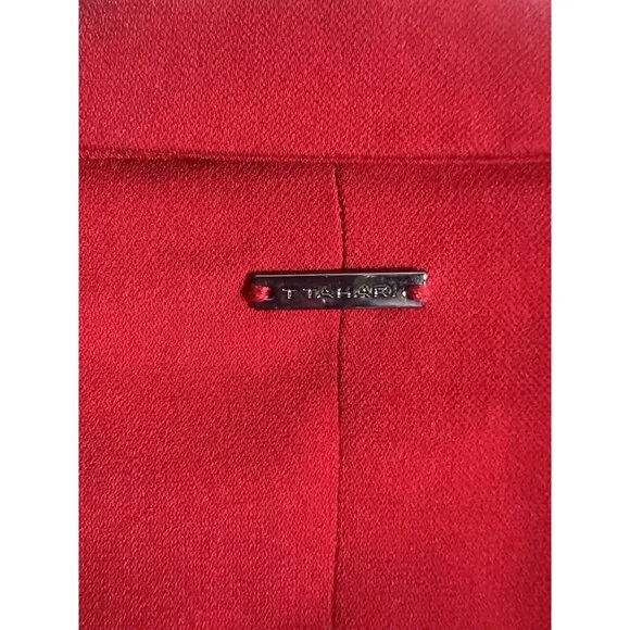 Tahari Red Crimson Jacket Blazer Open Front Office Work Business Sz 4