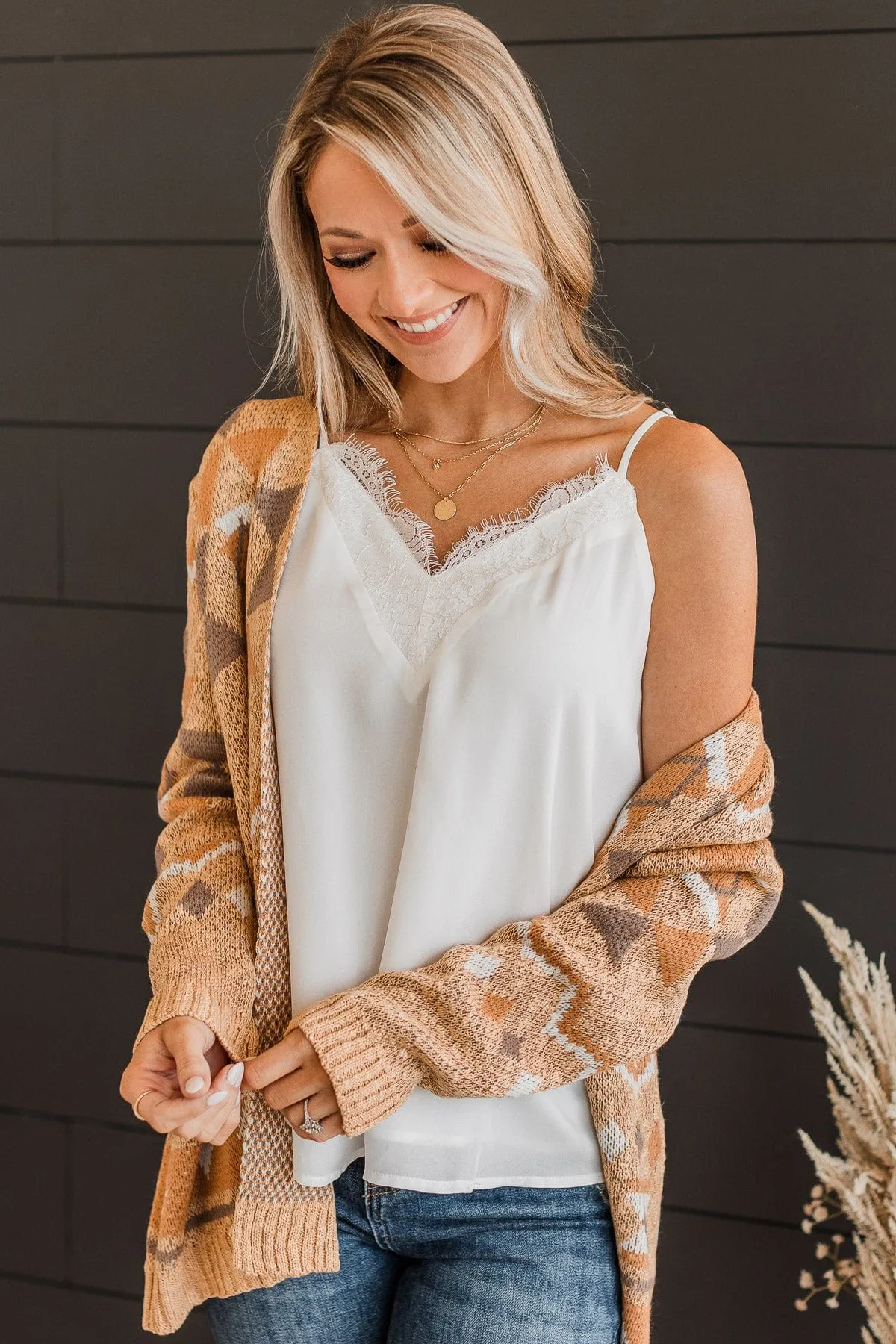 Take A Second Lace Tank Top- White