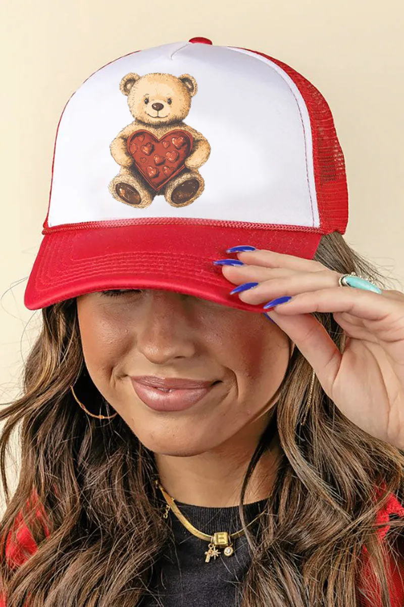 Teddy Bear Love Foam Mesh Back Trucker Cap