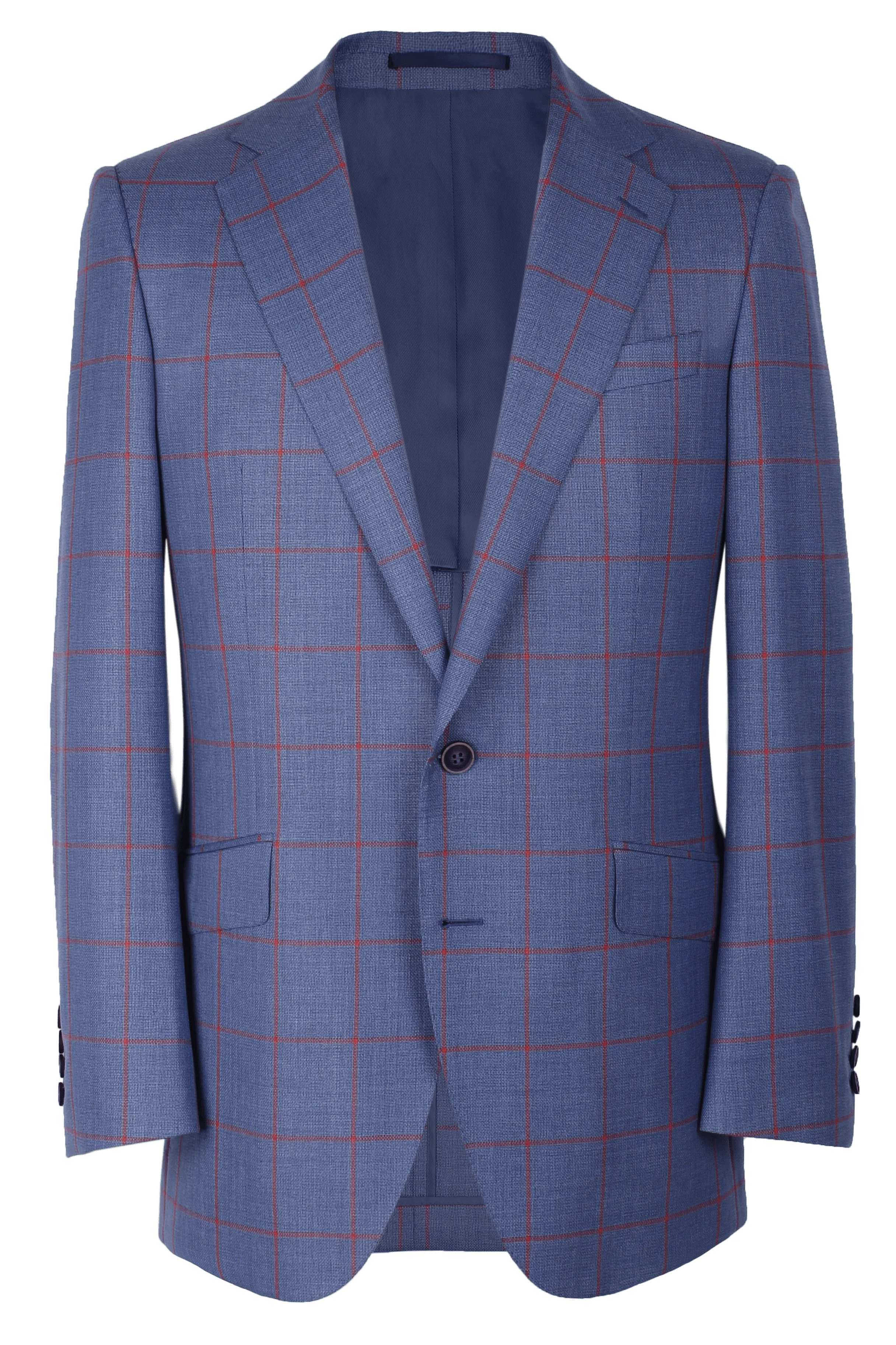 The Byron Jacket - Cavanni Sky Blue/Red Windowpane