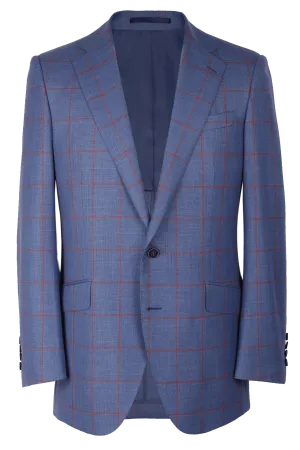 The Byron Jacket - Cavanni Sky Blue/Red Windowpane