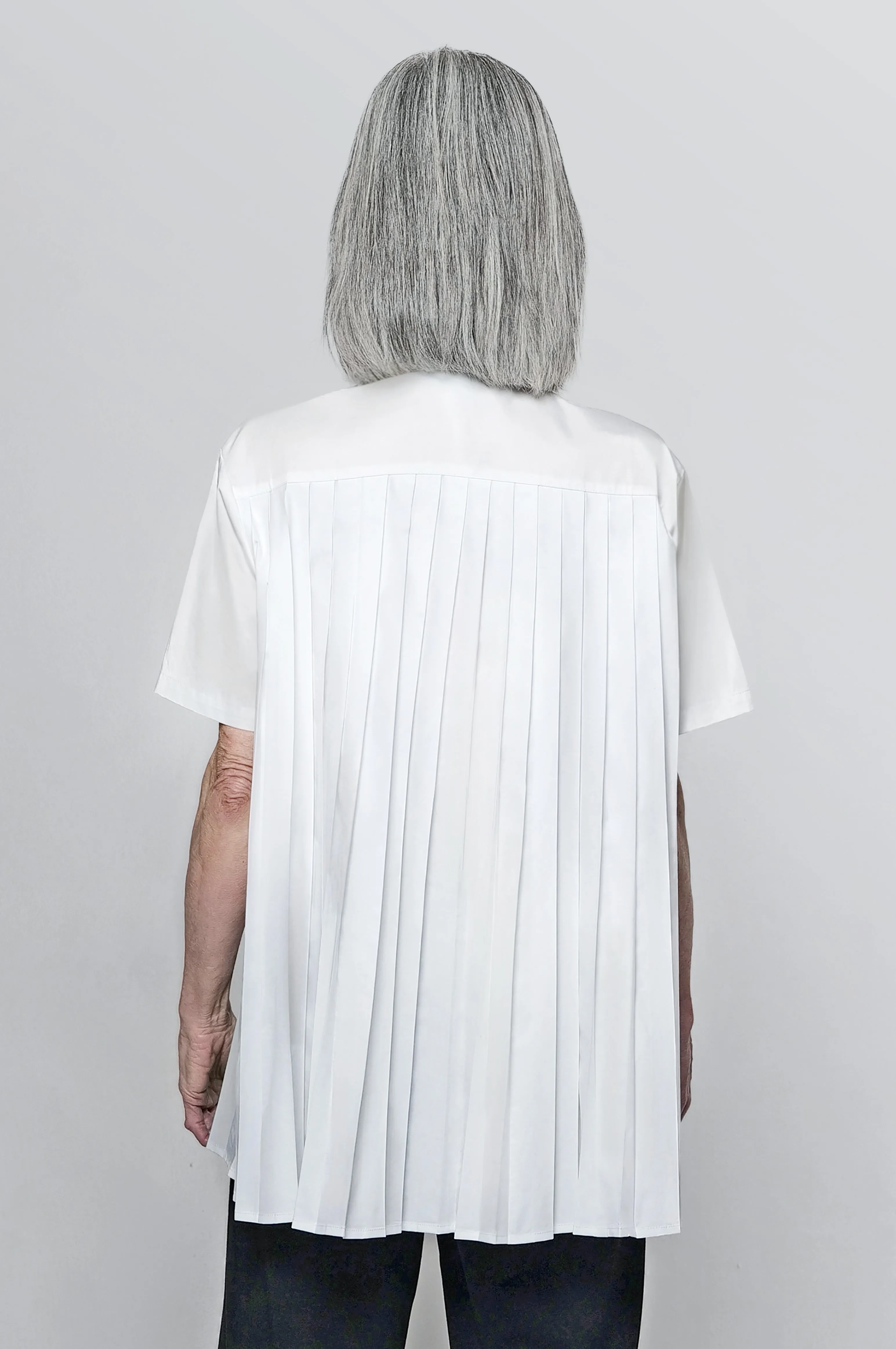 The Pleated Back Button Down Shirt in White