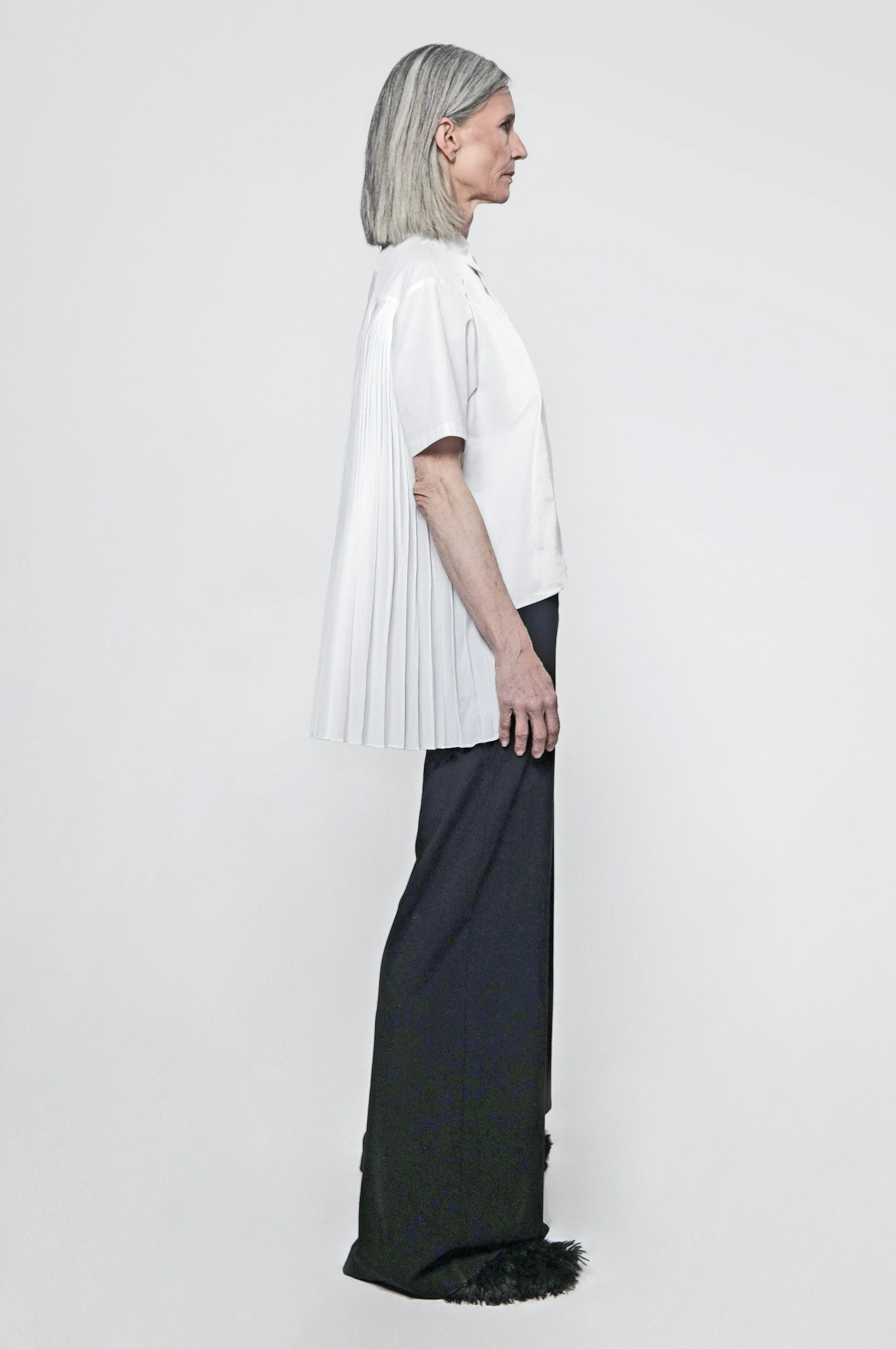 The Pleated Back Button Down Shirt in White