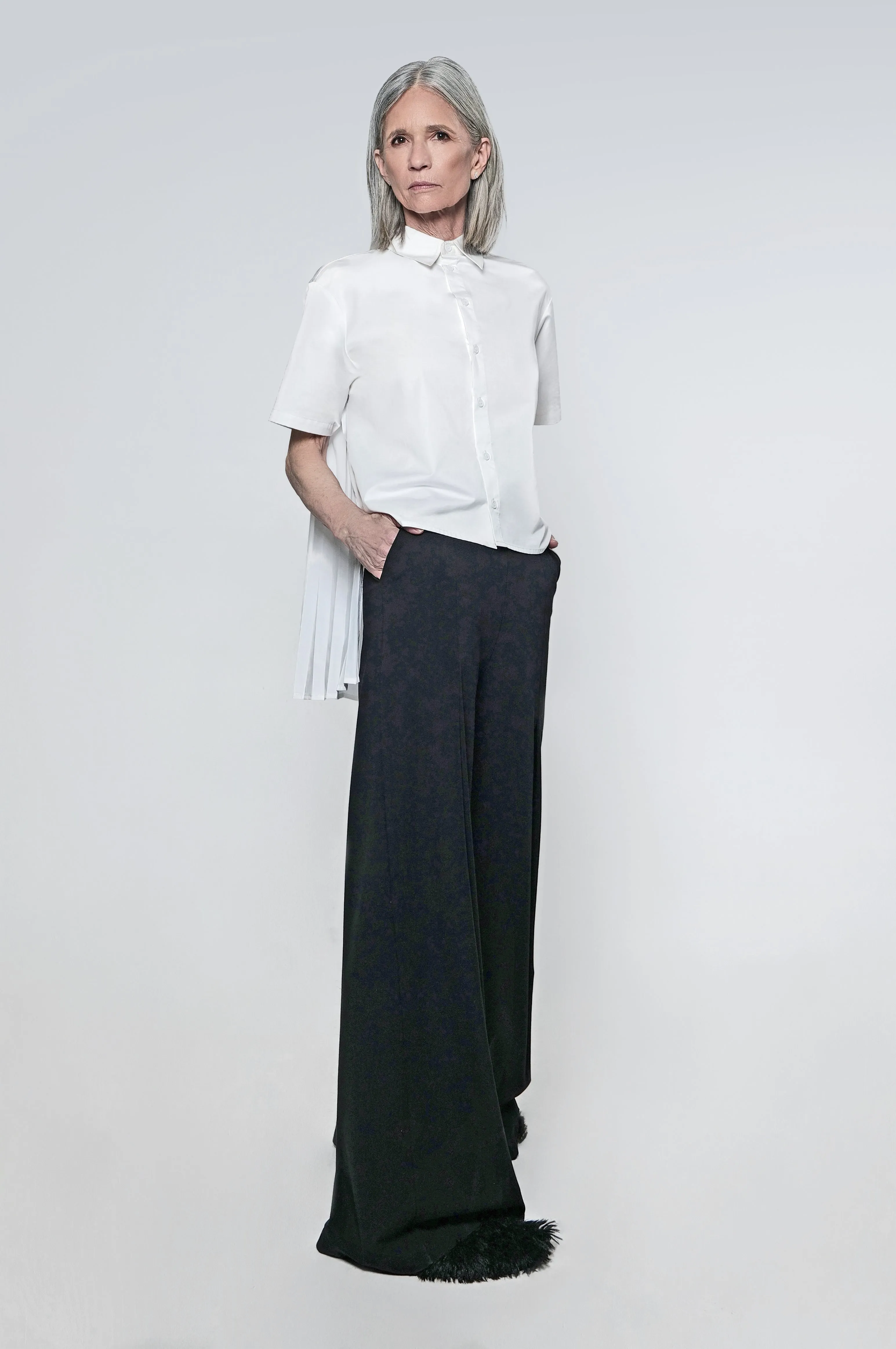 The Pleated Back Button Down Shirt in White
