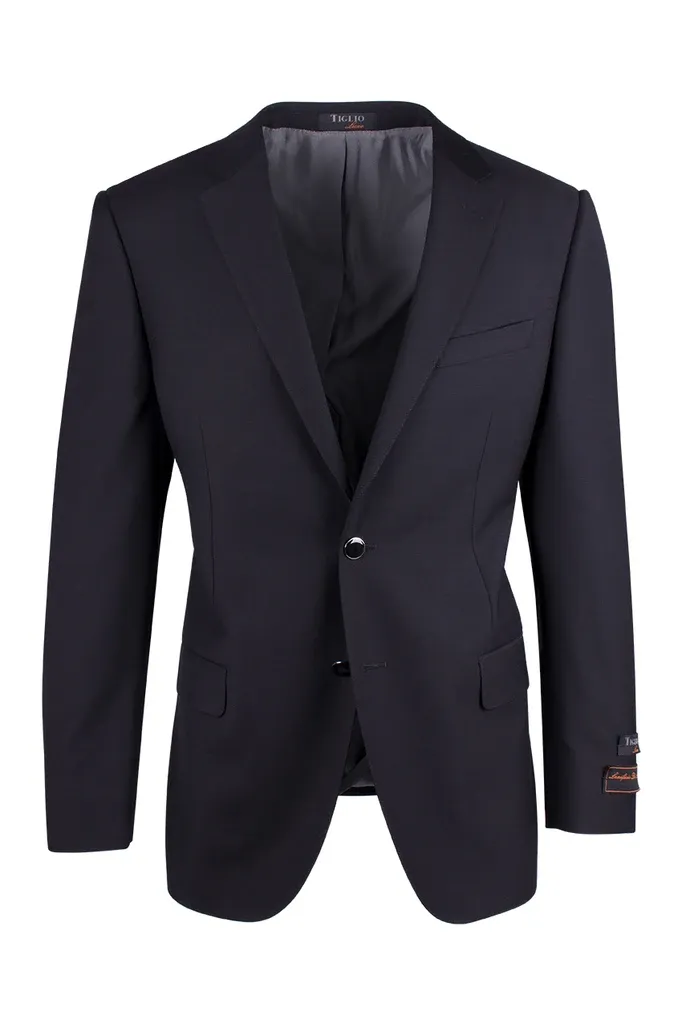 Tiglio Luxe Novello Black Modern Fit Pure Wool Blazer TIG1001