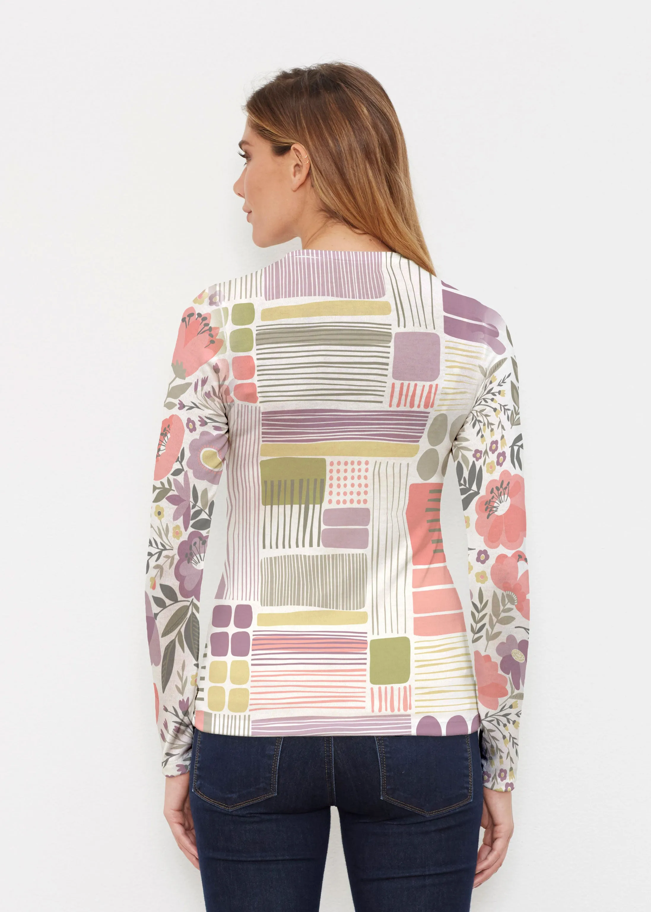 Transcendent Floral (13483) ~ Butterknit Long Sleeve Crew Top