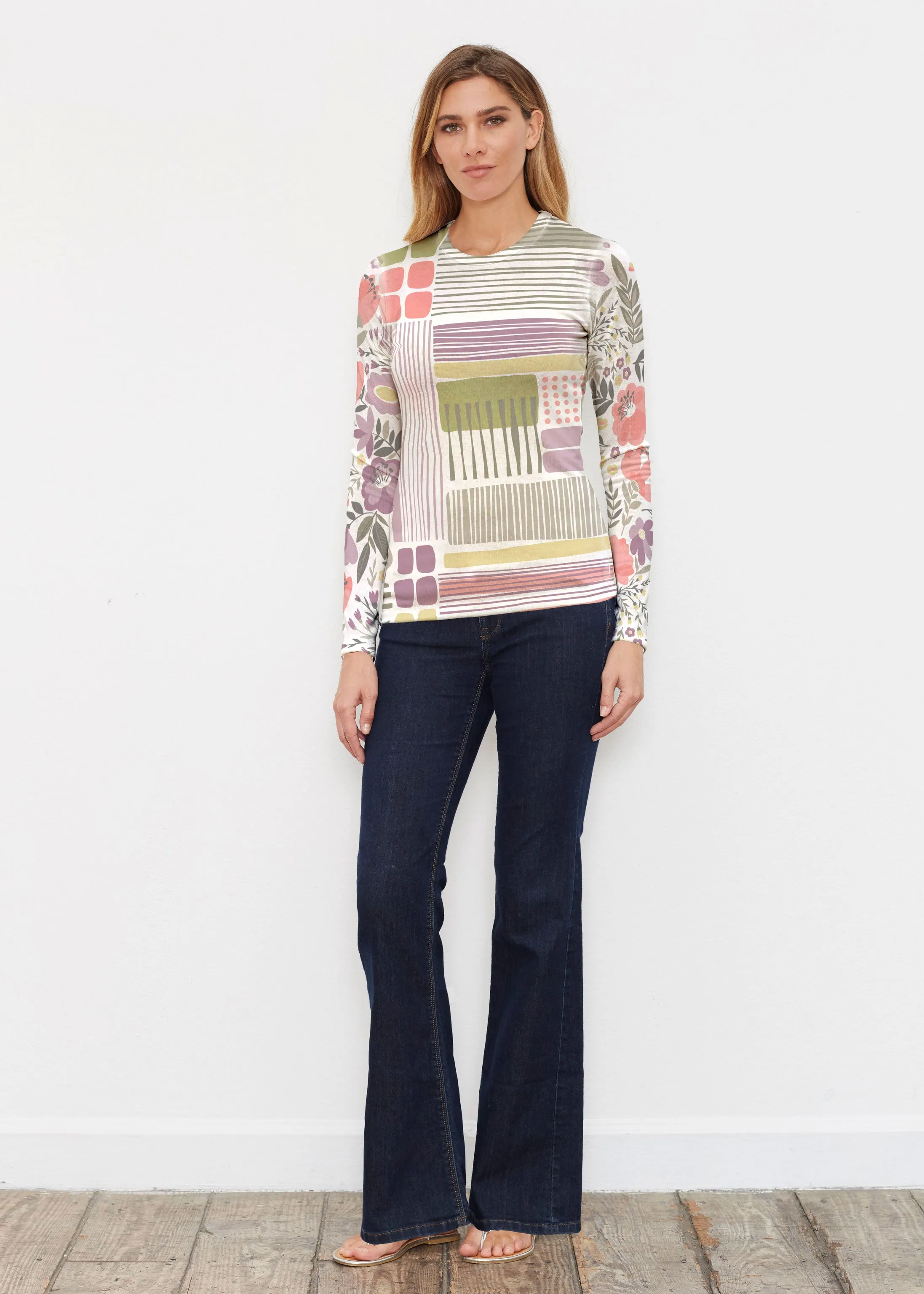 Transcendent Floral (13483) ~ Butterknit Long Sleeve Crew Top