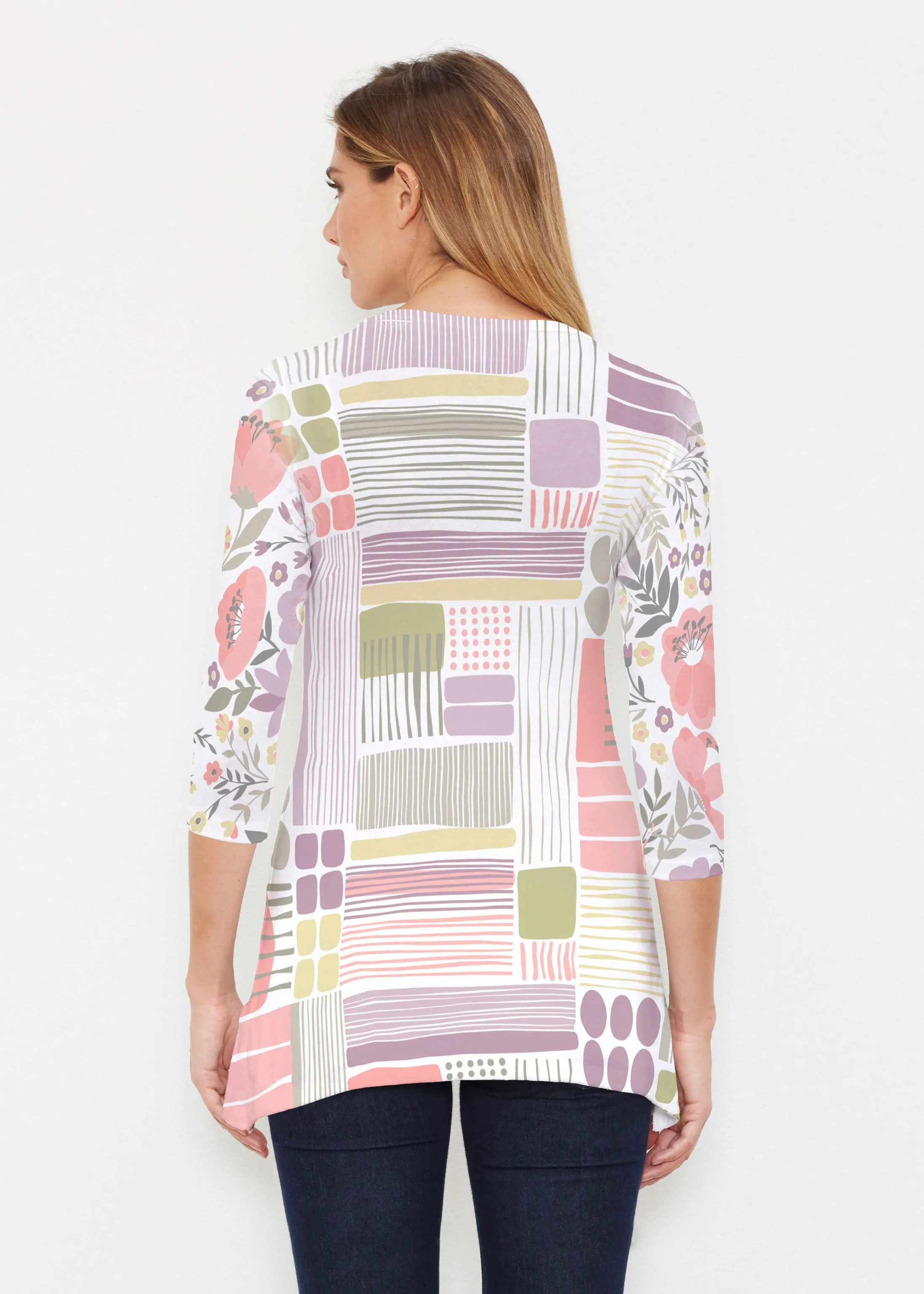Transcendent Floral (13483) ~ Buttersoft 3/4 Sleeve Tunic