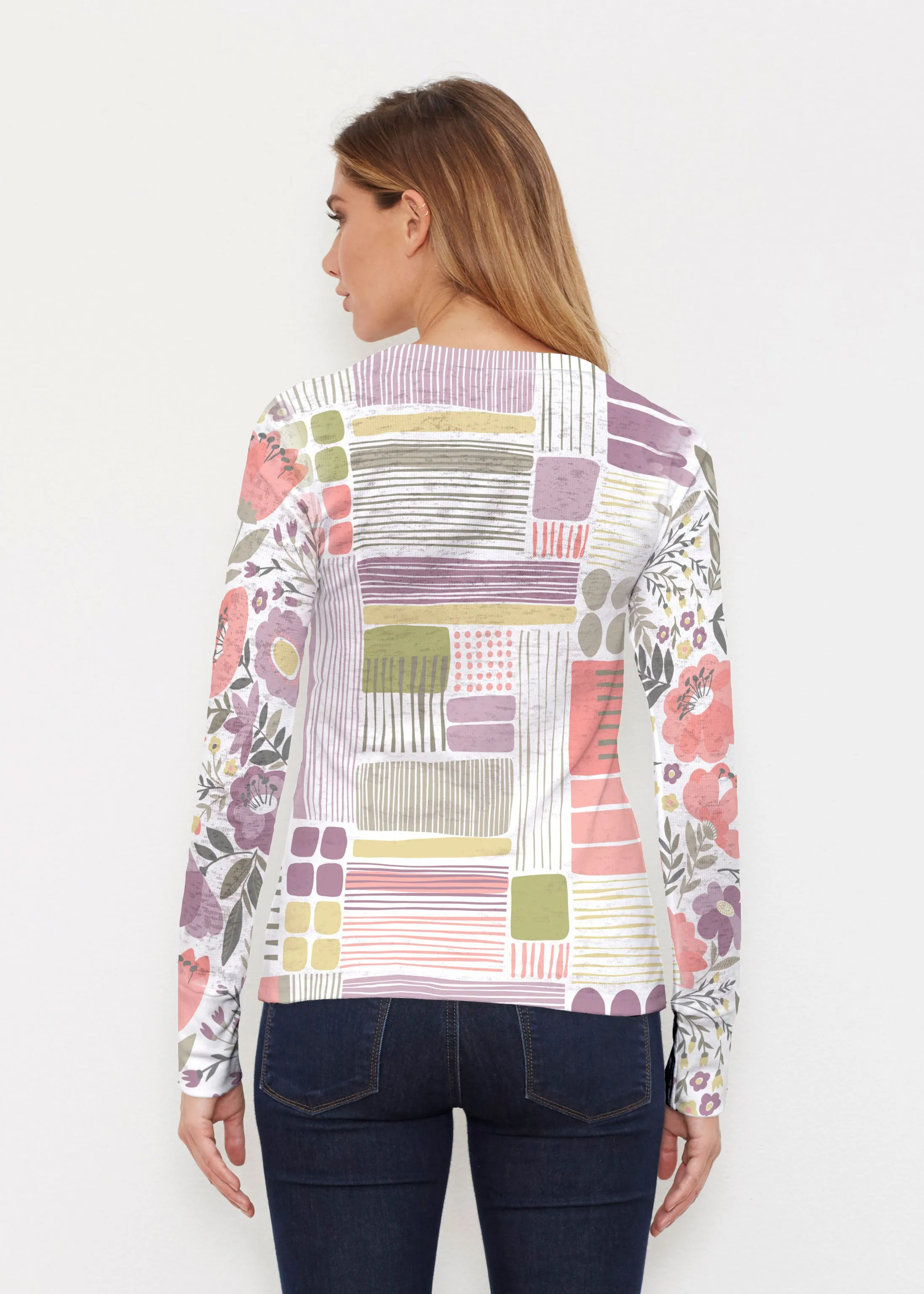 Transcendent Floral (13483) ~ Thermal Long Sleeve Crew Shirt