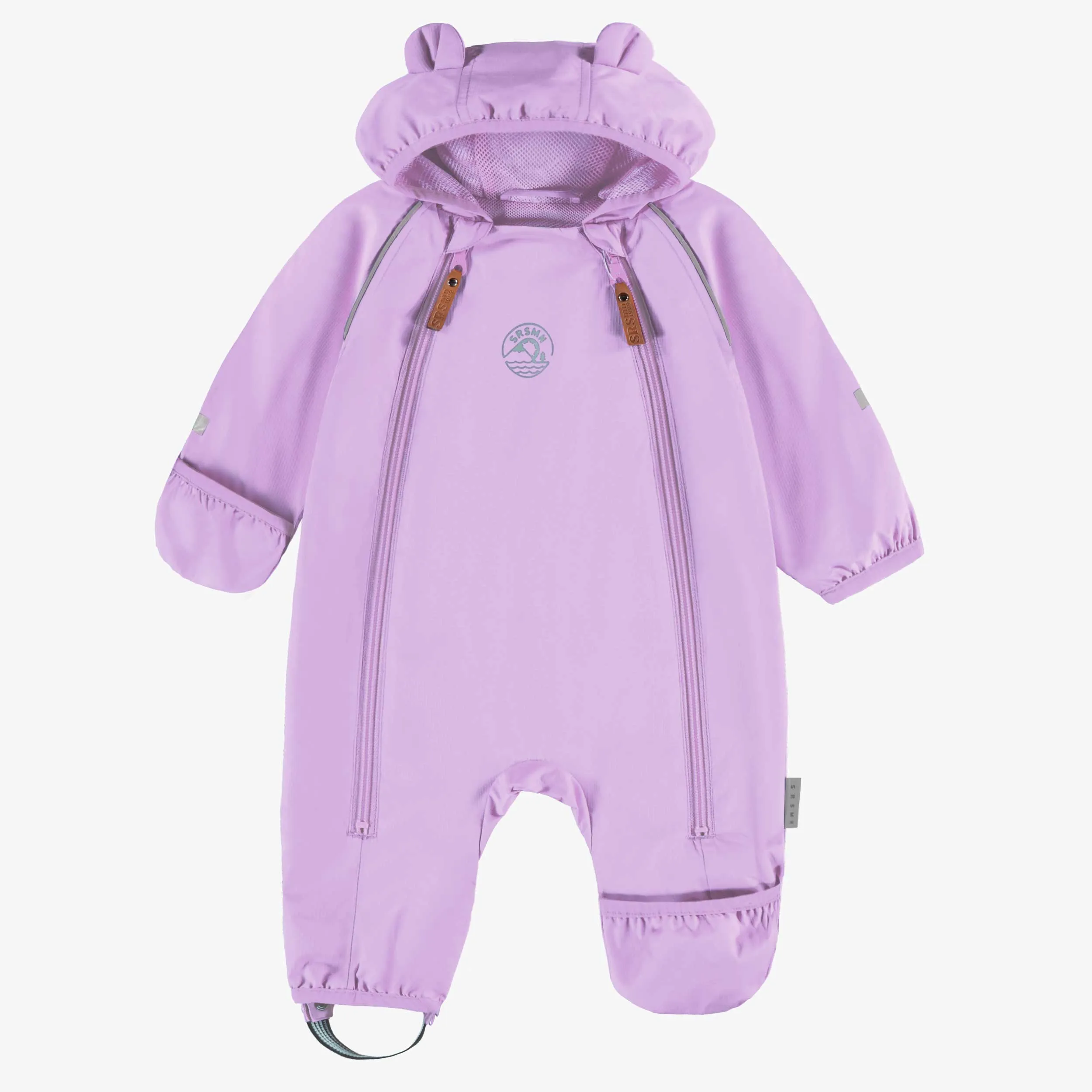 Une pièce à capuchon Lilas en nylon, naissance || Lilac hooded one piece in nylon, newborn