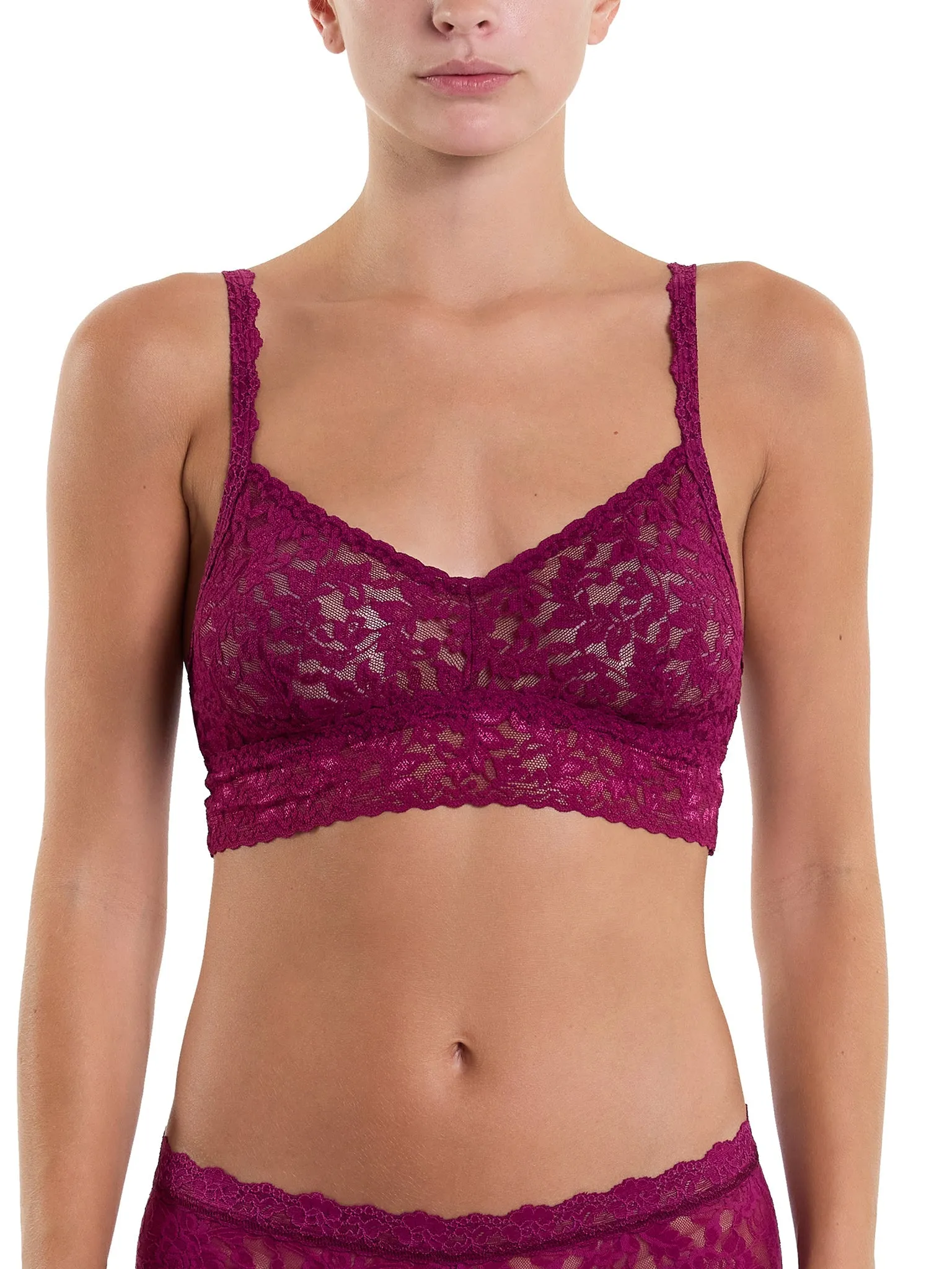 V-Neck Retro Lace Bralette Sugar Plum Red Sale