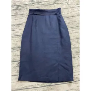 Valentino Miss V Womens 44/10 Vtg Linen Pencil Skirt Navy Blue‎ Italy Designer