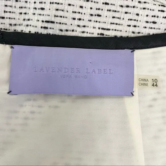 Vera Wang Lavender Label Boucle Tweed Skirt Womens Size 10  Black White Cotton