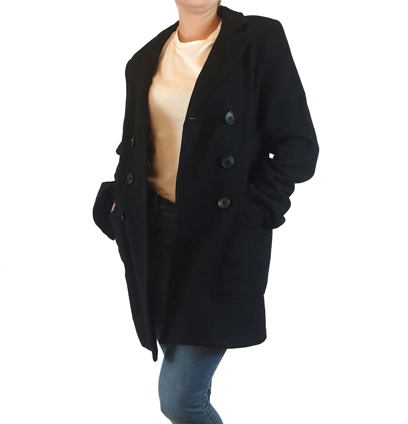 Veronica Maine black wool mix coat size 6, fits 8-10