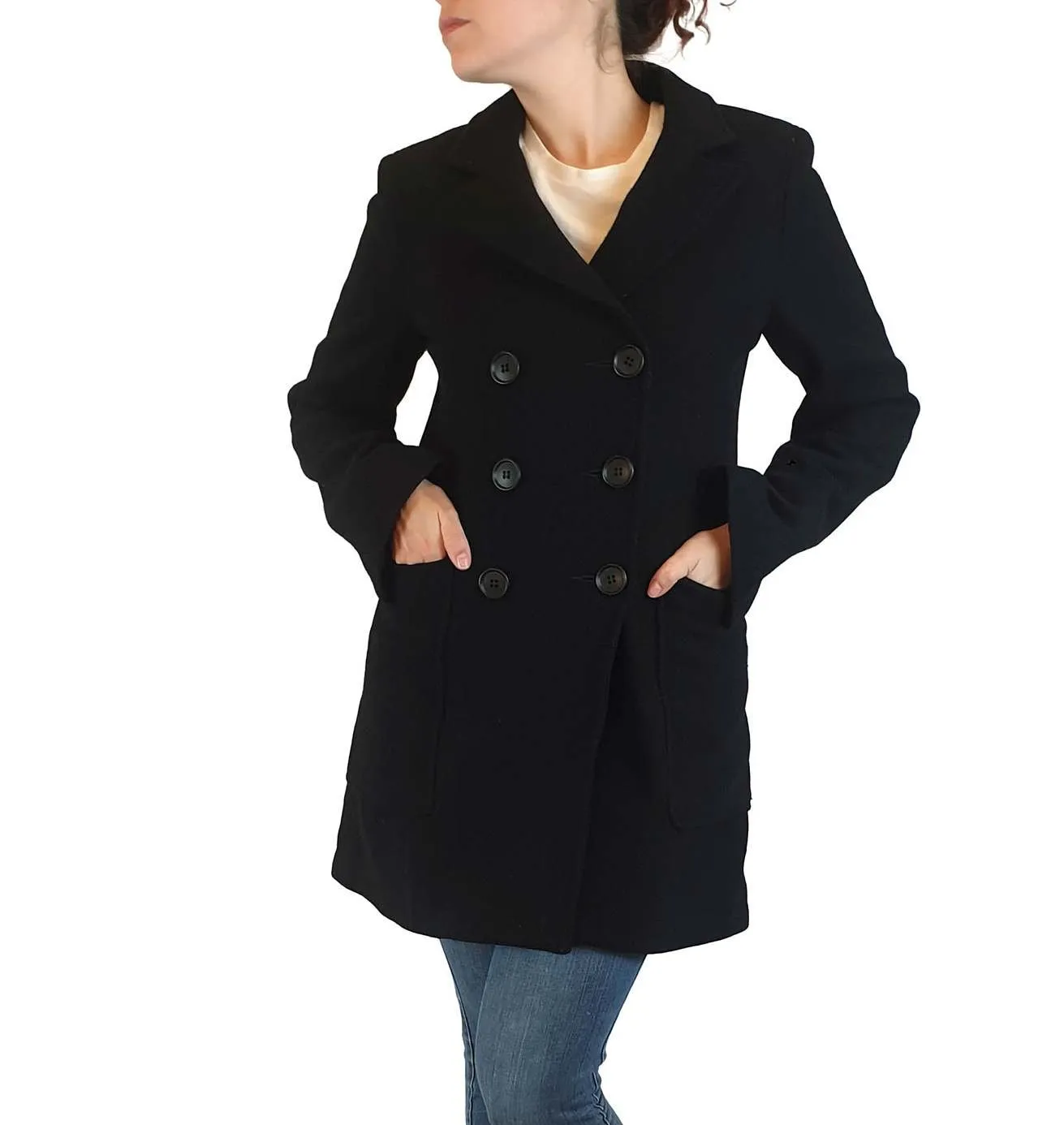 Veronica Maine black wool mix coat size 6, fits 8-10