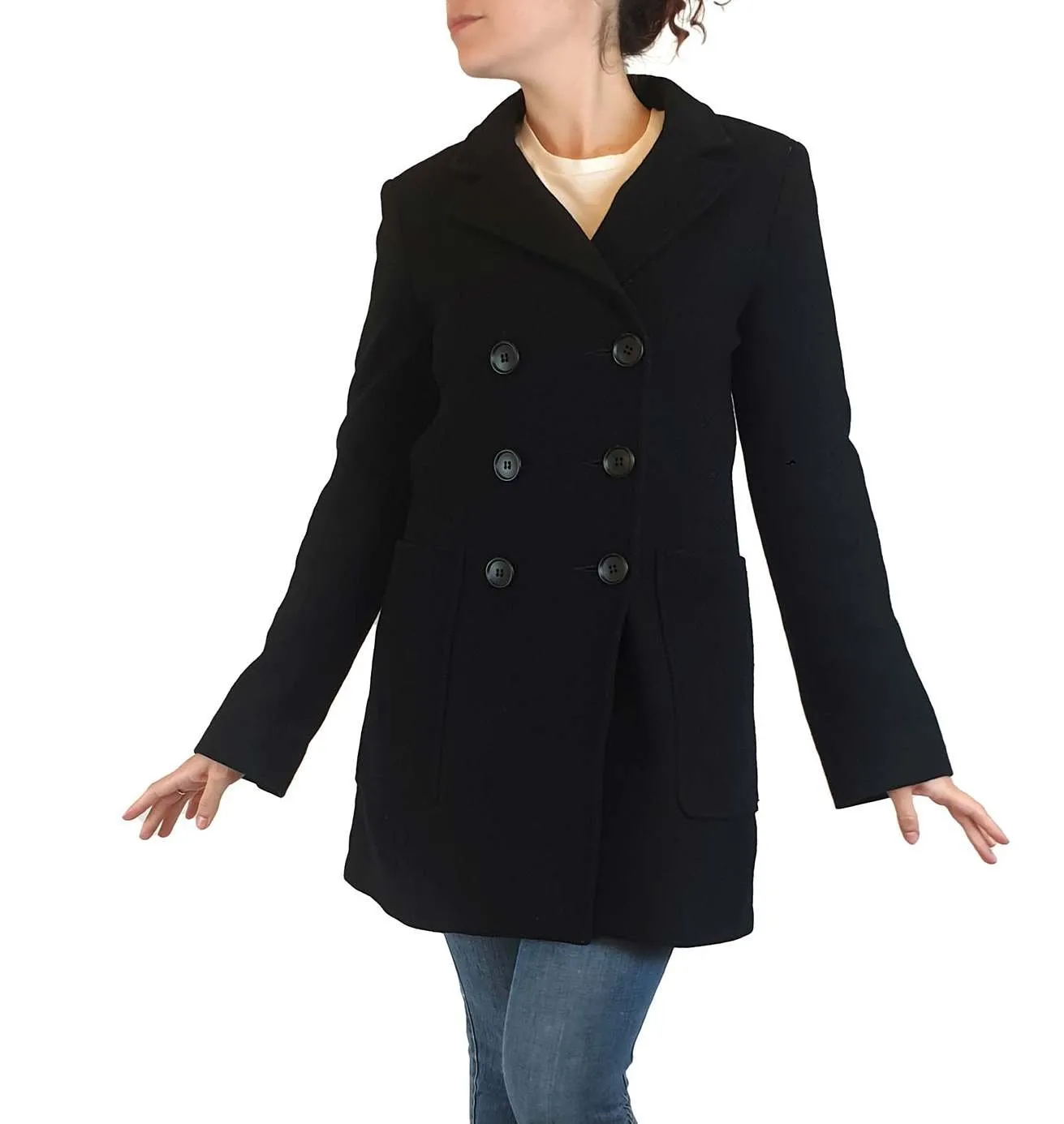 Veronica Maine black wool mix coat size 6, fits 8-10