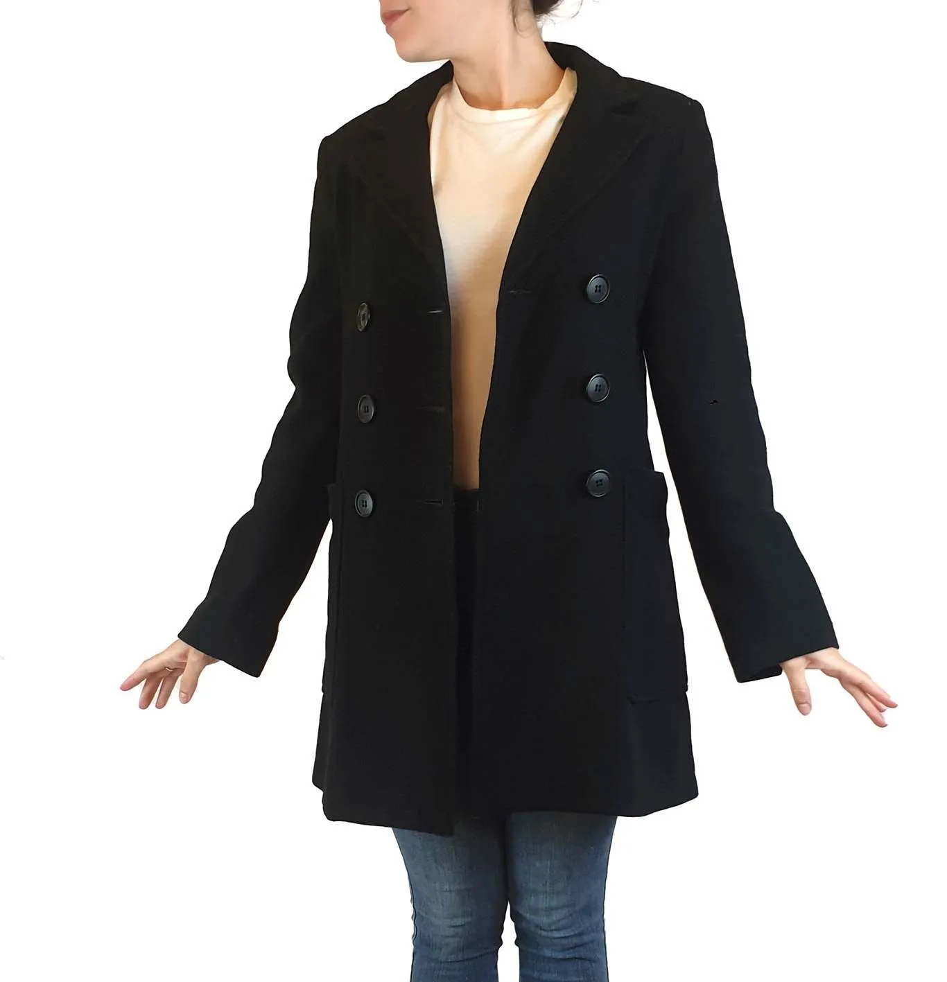 Veronica Maine black wool mix coat size 6, fits 8-10