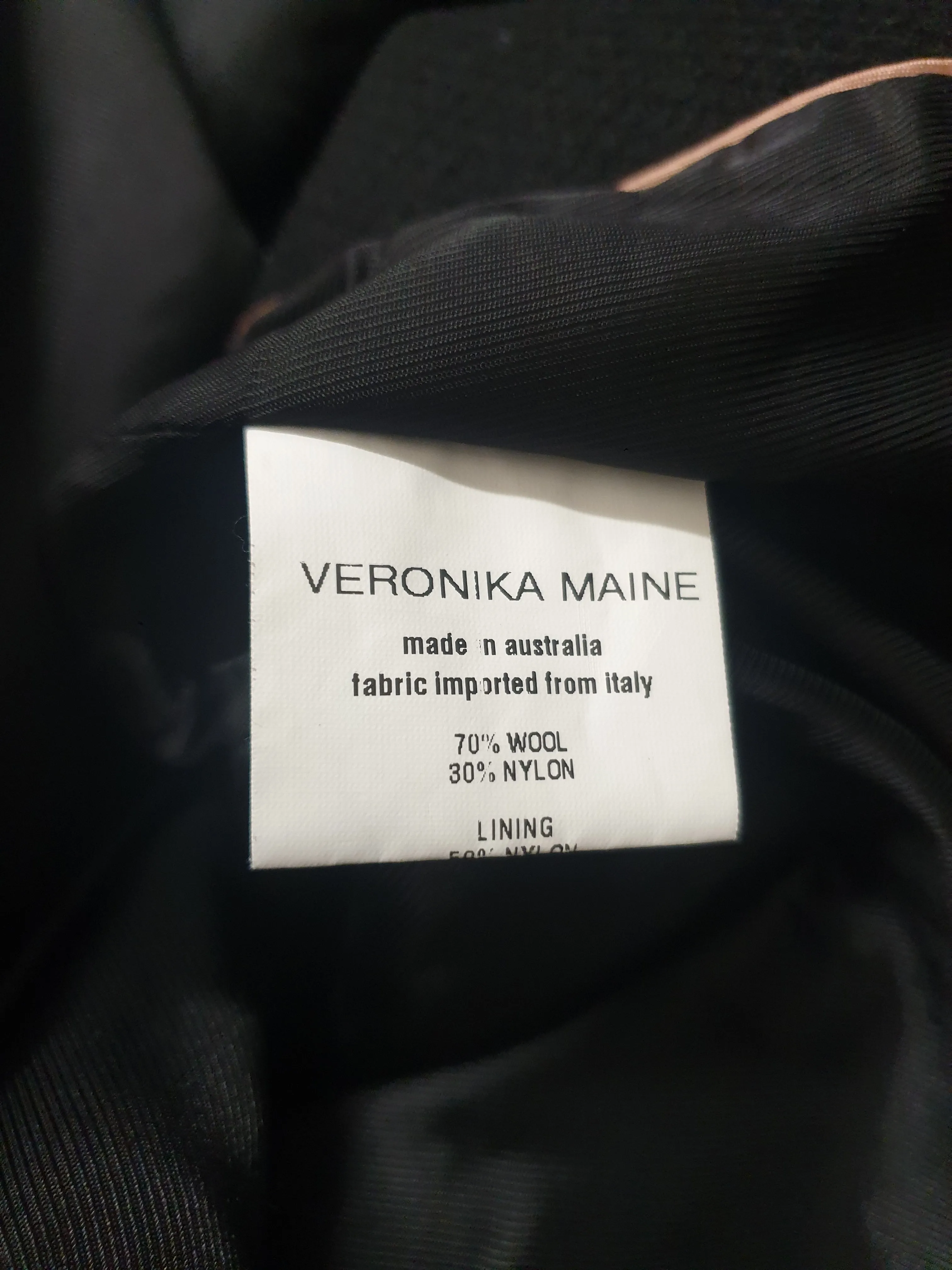 Veronica Maine black wool mix coat size 6, fits 8-10