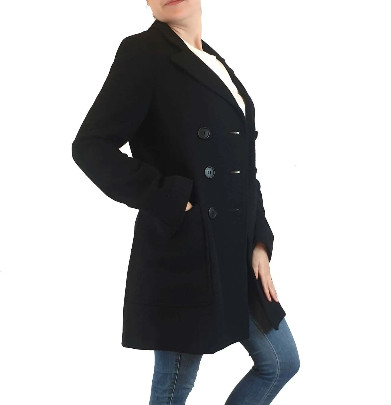 Veronica Maine black wool mix coat size 6, fits 8-10