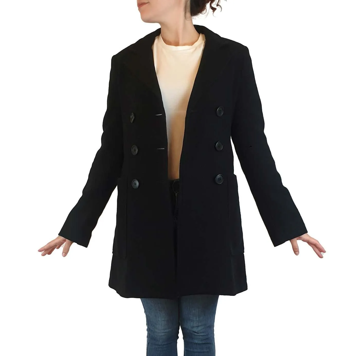 Veronica Maine black wool mix coat size 6, fits 8-10