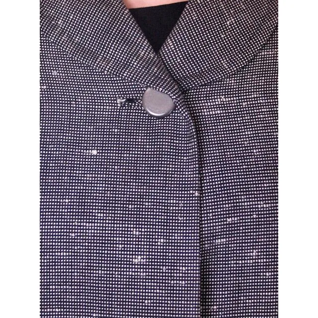 Vintage Ladies  Black & White Tweed Linen Swing Coat 1950S M-L 6-14