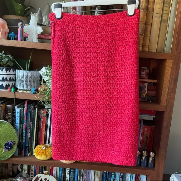 Vintage red knit sweater pencil skirt