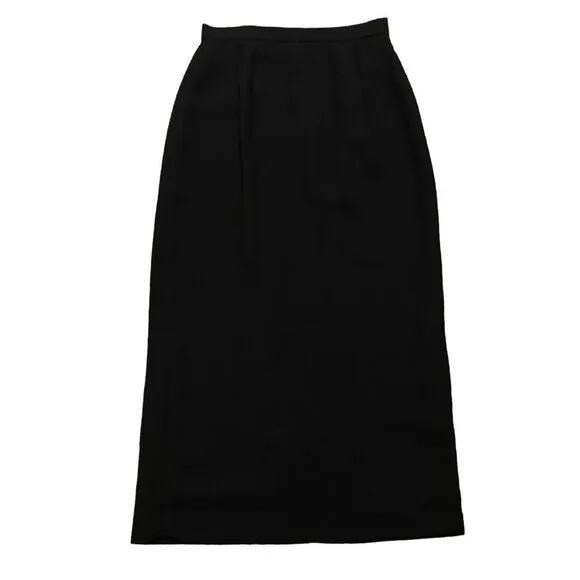 Vintage Emma James Black Pencil Academia Business Casual Black Maxi Skirt