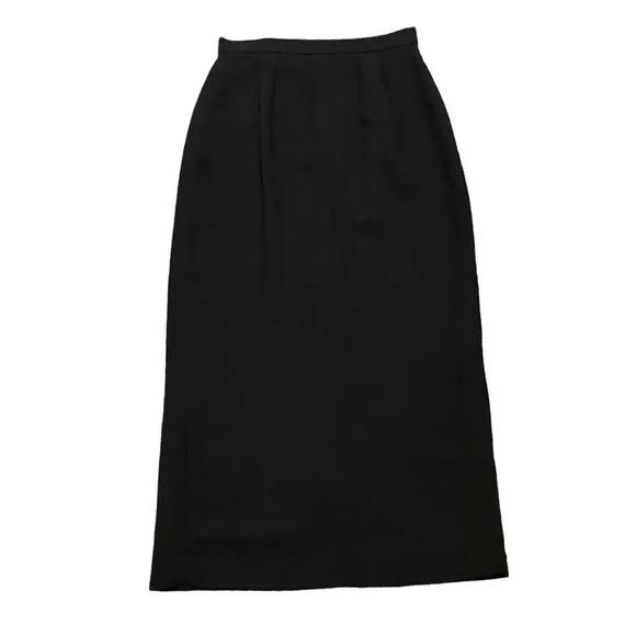 Vintage Emma James Black Pencil Academia Business Casual Black Maxi Skirt