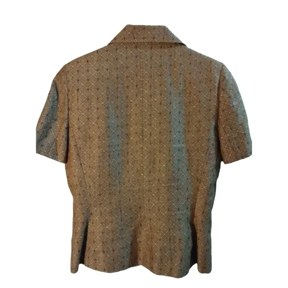 VTG Harve Bernard 100%Linen Short Sleeved Tan Suit Set Business Jackie O  Sz. 10