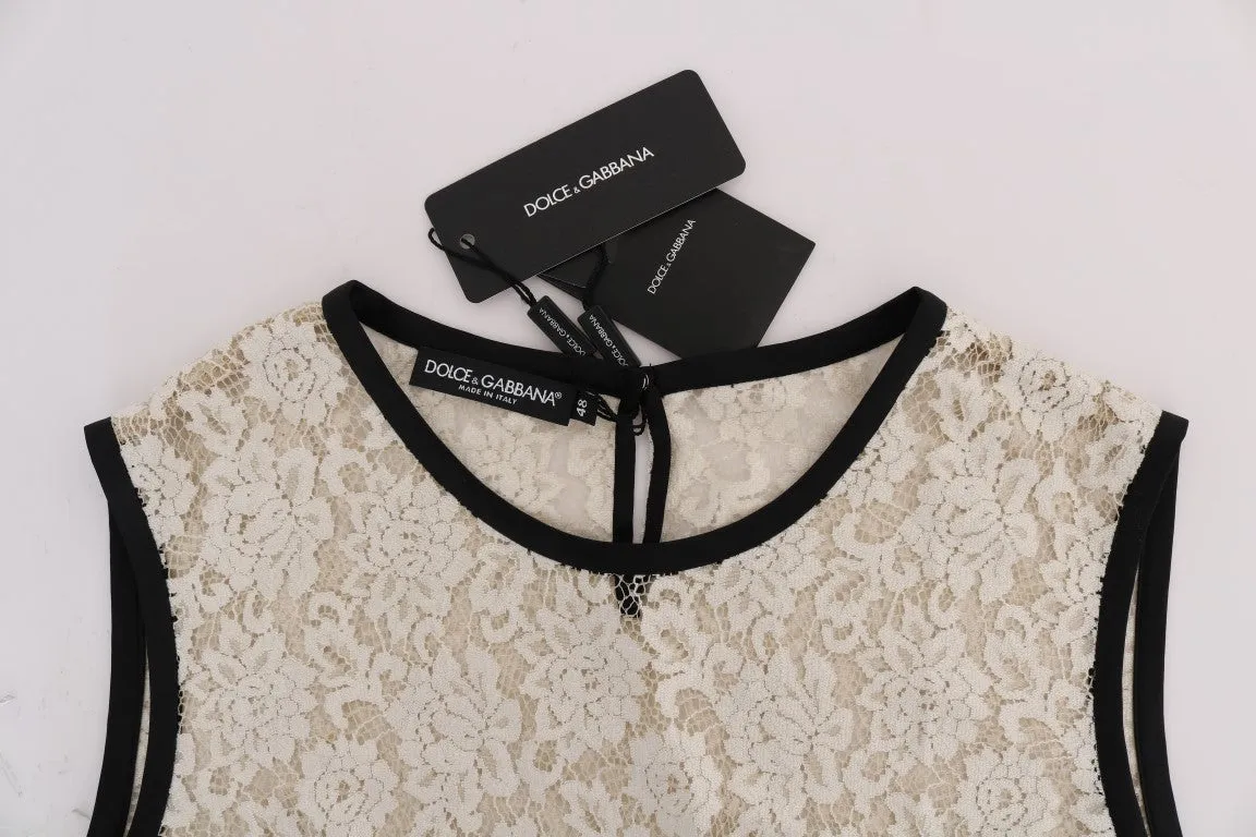 White Floral Lace Blouse Top