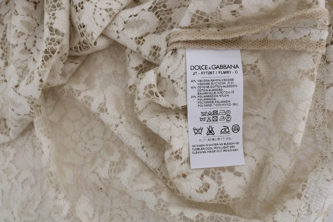 White Floral Lace Blouse Top
