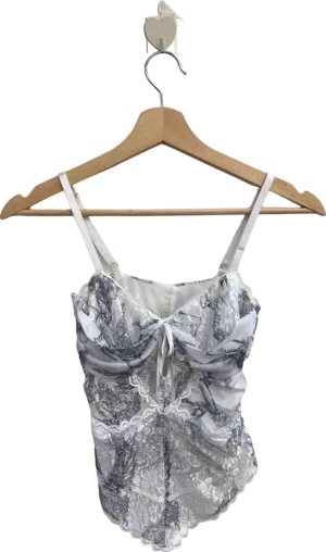White Lace and Dragon Print Cami XS