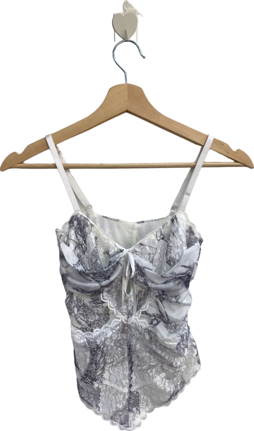White Lace and Dragon Print Cami XS