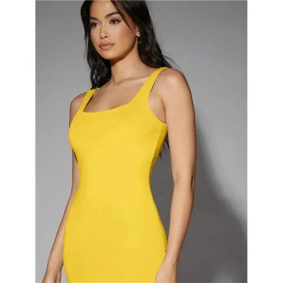 Women's Solid Color Square Neck Bodycon Dress