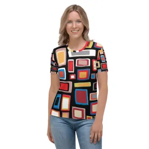 Womens T-shirt - Black Geometric Pattern