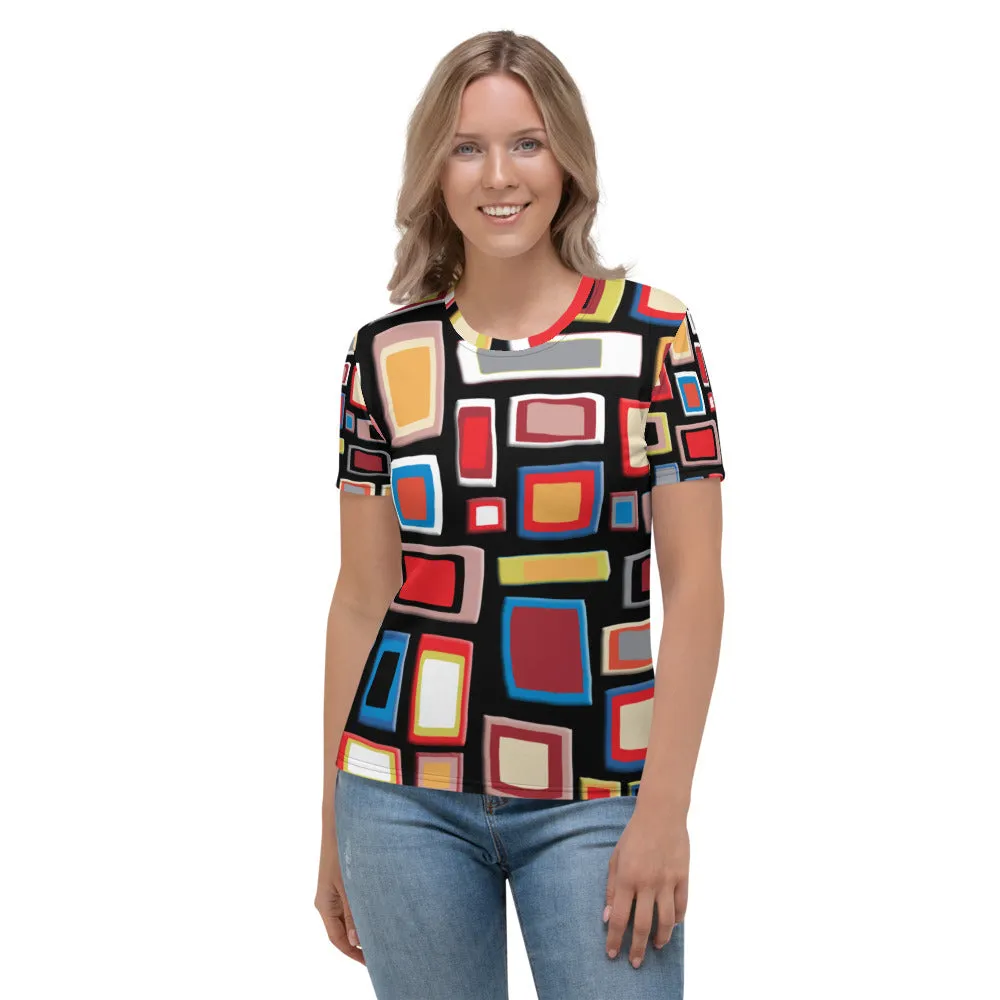 Womens T-shirt - Black Geometric Pattern