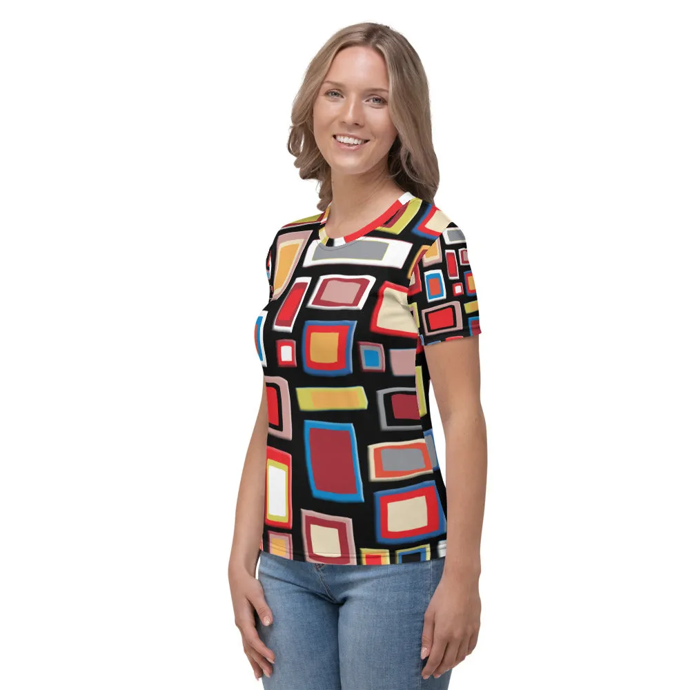 Womens T-shirt - Black Geometric Pattern