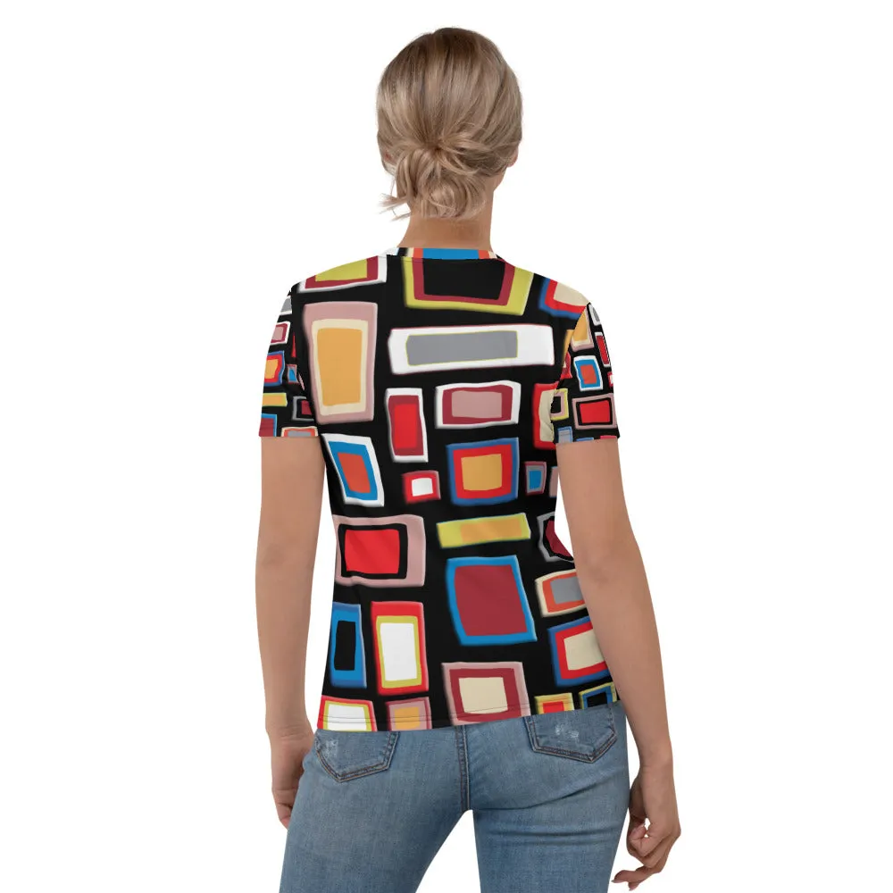 Womens T-shirt - Black Geometric Pattern