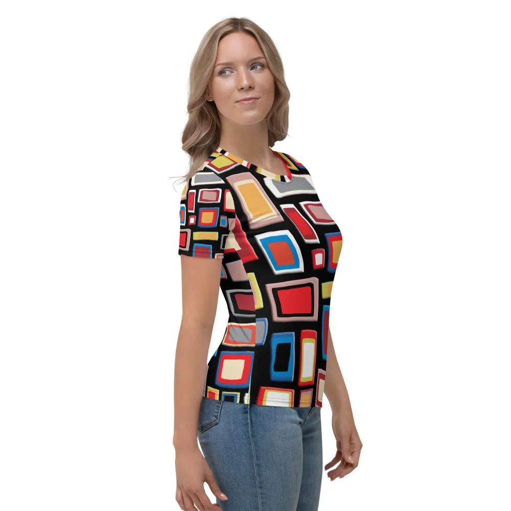 Womens T-shirt - Black Geometric Pattern