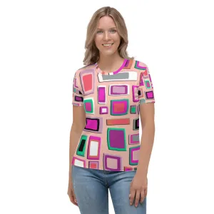 Womens T-shirt - Pink Geometric Pattern