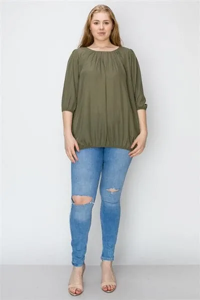 Wool Dobby Plus Pleated Top Olive  - Pack of 6