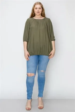 Wool Dobby Plus Pleated Top Olive  - Pack of 6
