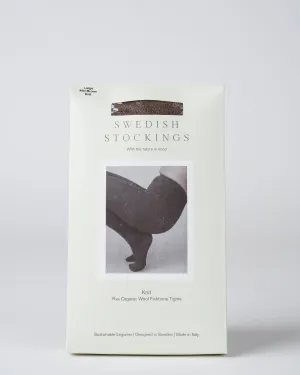 ylva wool fishbone tights - mid brown