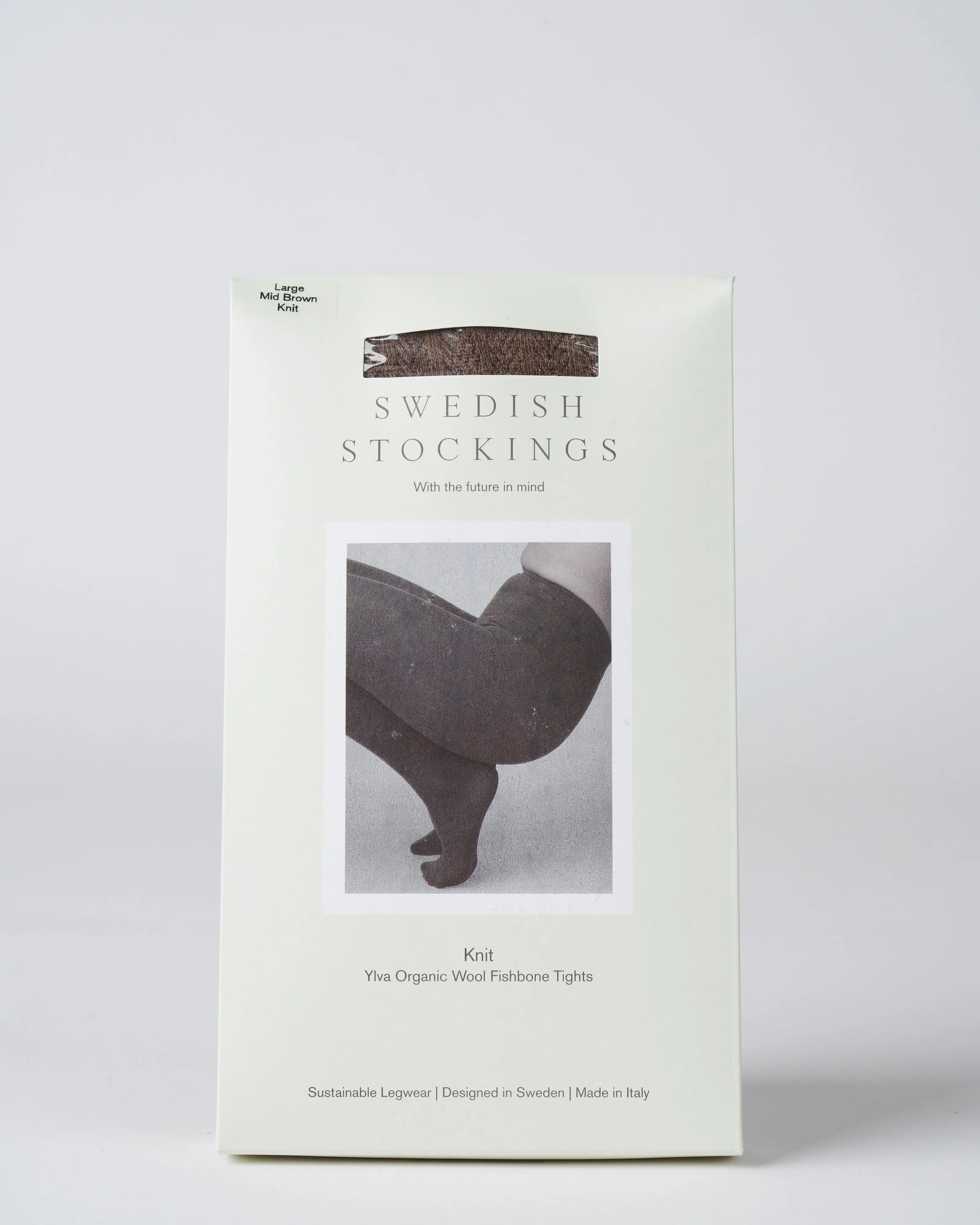 ylva wool fishbone tights - mid brown